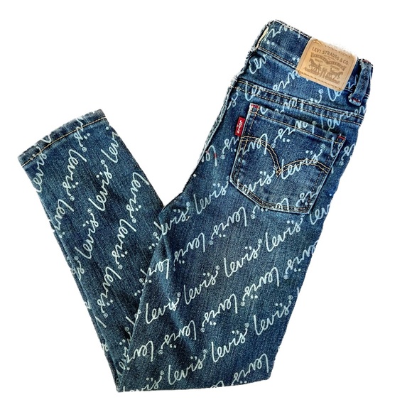 [Levis] 710 Super Skinny Script Jeans White Font Size Girl’s 6 - Picture 3 of 8